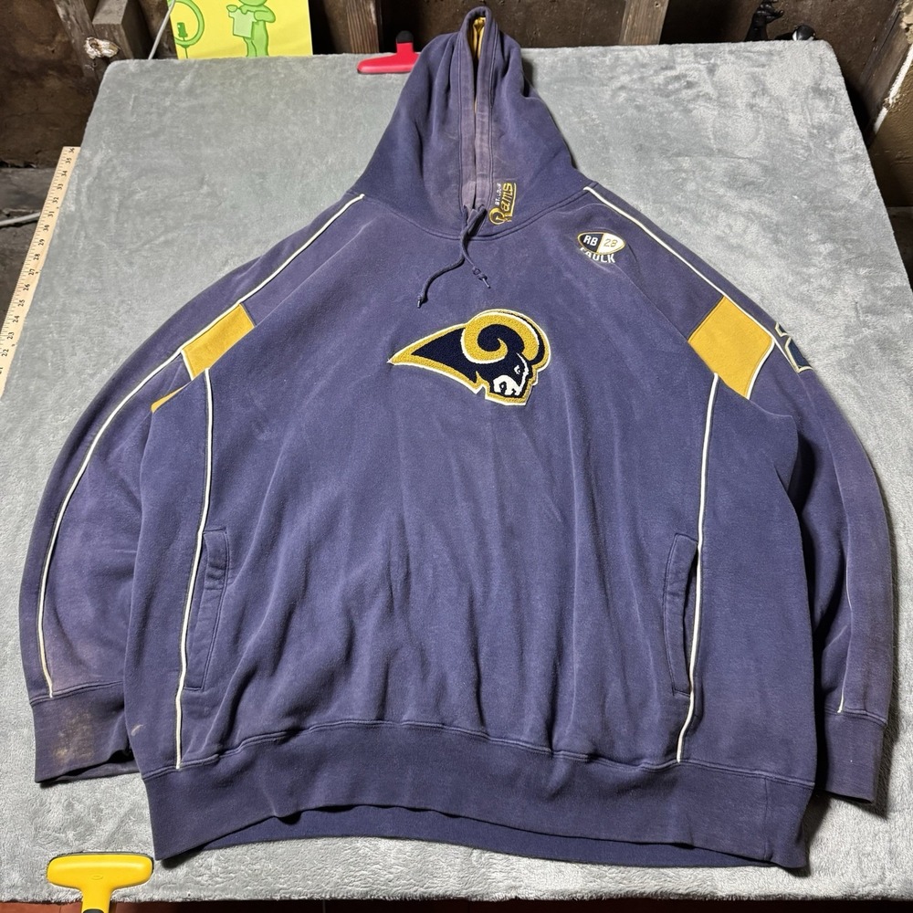 VTG Y2K St Louis Rams Hoodie Faded & Distressed Mens XXL NFL Football Pullover